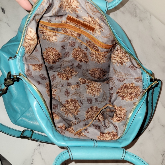 HOBO Iconic 'Sheila' Turquoise Large Leather Satchel with Wanderlust Lining - Picture 2 of 13